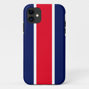 Sporty Bold Red White Navy Blue Racing Stripes iPhone 11 Case
