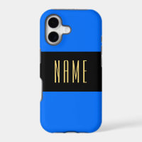Sporty Bold Wide Bright Blue Black Stripes Text