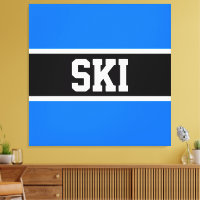 Sporty Bright Blue Black White Winter SKI Stripes