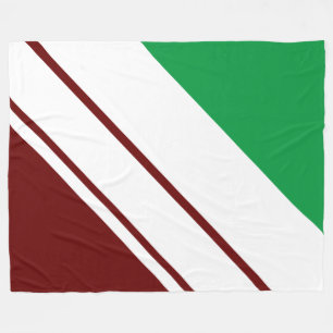 Sporty Bright Green Deep Red White White Stripes  Fleece Blanket