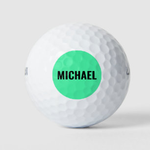 Sporty Bright Green Modern Personalised Name Golf Balls