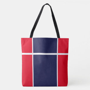 Sporty Bright Red White Navy Blue Racing Stripes Tote Bag