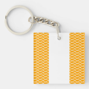 Sporty Bright Tiled Yellow Waves White Stripes Key Ring