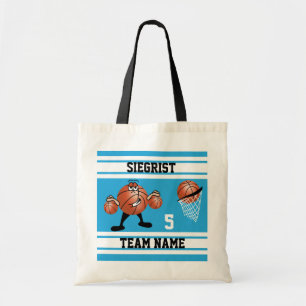 Sporty Cartoon Basketball Character   Baby Blue Tote Bag