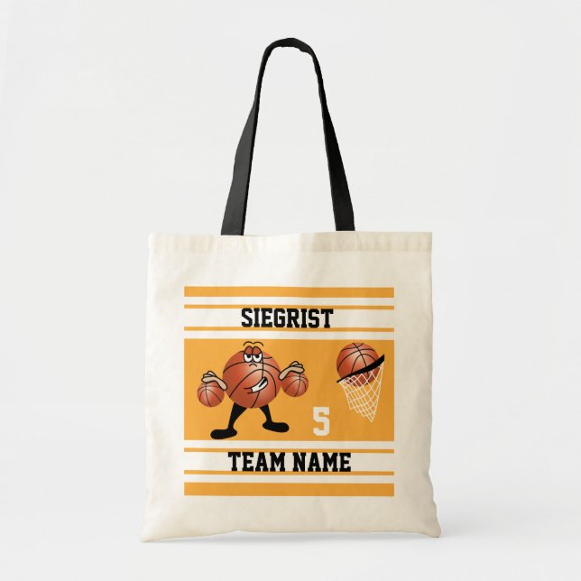 Sporty Cartoon Basketball Character | Gold Tote Bag (Front)