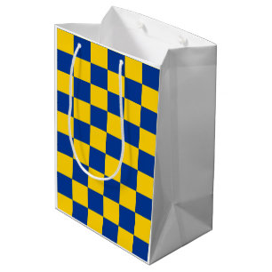 Sporty Checkerboard Blue Gold Team Colors Fun Medium Gift Bag