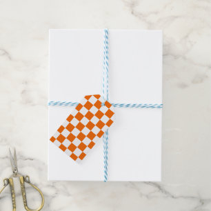 Sporty Checkerboard Orange White Team Colors Fun Gift Tags
