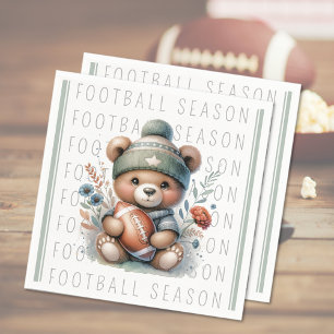 Sporty Chic Bear Custom Football Paper Napkin