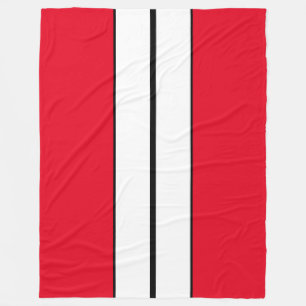 Sporty Chic Bright Red Black White Racing Stripes Fleece Blanket