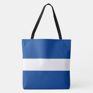 Sporty Chic White Bold Deep Blue Nautical Stripes Tote Bag