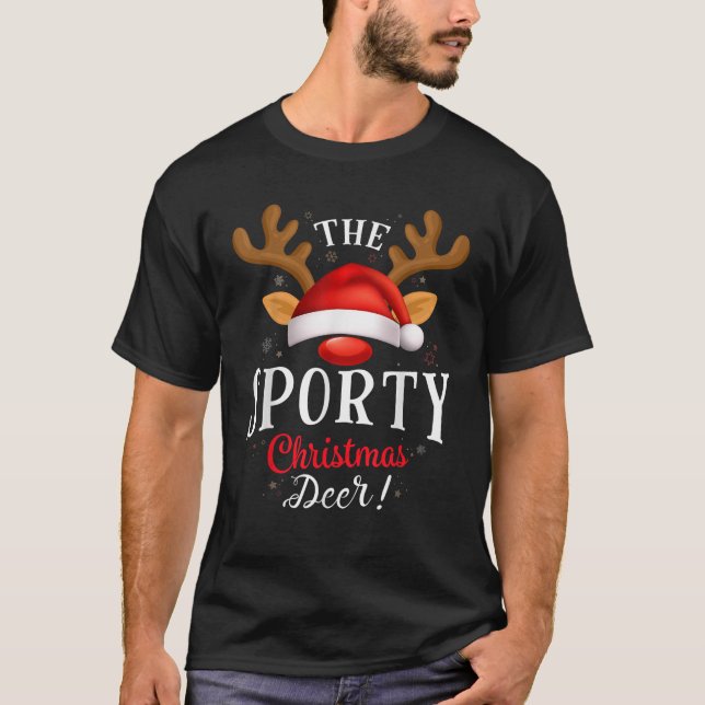 Sporty Christmas Deer PJS Xmas Family Matching  T-Shirt (Front)