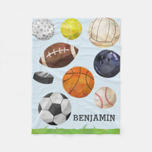 Sporty Cluster Custom Name Fleece Blanket
