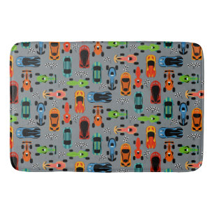 Sporty Colourful Racing Cars Kids Bath Mat