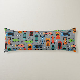 Sporty Colourful Racing Cars Kids Personalised Body Cushion