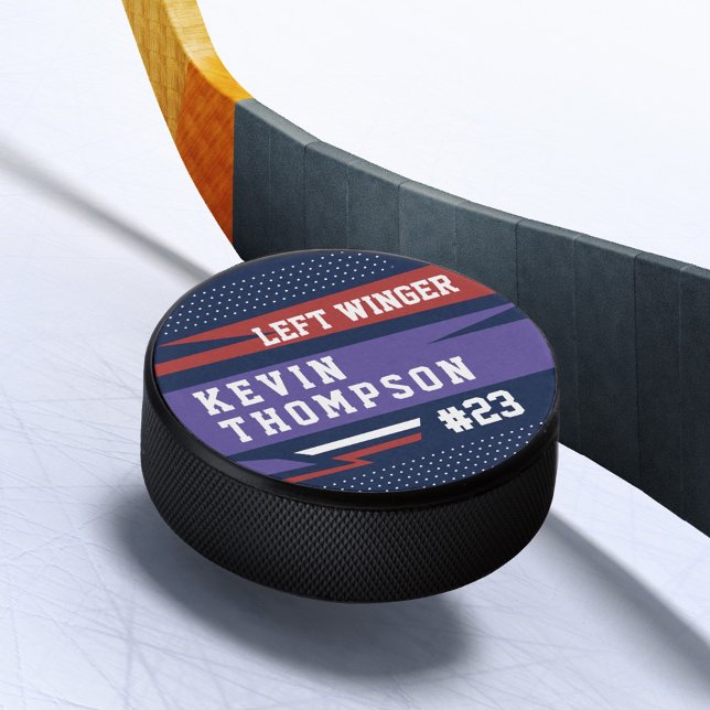 Sporty Custom Personalised Player Name & Number  Hockey Puck (Sporty Custom Personalized Player Name & Number Hockey Puck)