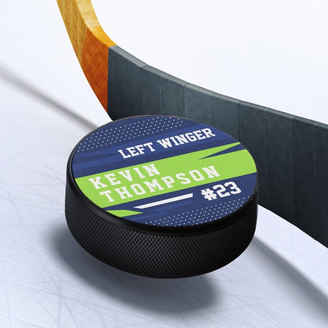 Sporty Custom Personalised Player Name & Number  Hockey Puck (Sporty Custom Personalized Player Name & Number Hockey Puck)