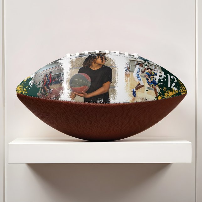 Sporty Custom Player Name & Number 3 Photo Collage American Football (Sporty Custom Player Name & Number 3 Photo Collage Football)