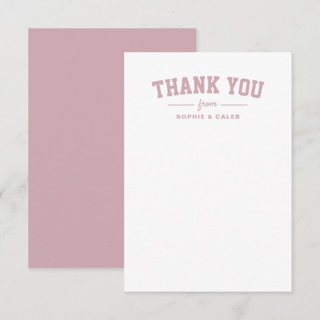 Sporty cute pink personalised baby shower thank you card (Front/Back)