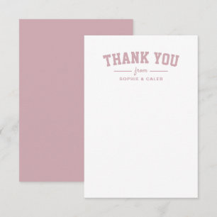Sporty cute pink personalised baby shower thank you card