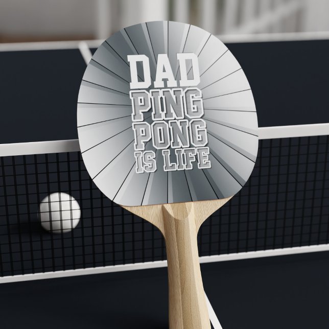 Sporty Dad Faux Chrome Ping Pong is Life Funny Paddle (Ping Pong is Life!! Add your initials to this Ping Pong Paddle)