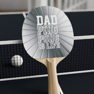 Sporty Dad Faux Chrome Ping Pong is Life Funny Ping Pong Paddle
