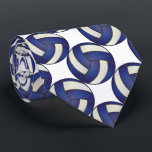 Sporty Dark Blue and White Volleyball Tie<br><div class="desc">Men's Volleyball Sport Necktie. ⭐This Product is 100% Customisable. Graphics and/or text can be deleted, moved, resized, changed around, rotated, etc... 99% of my designs in my store are done in layers. This makes it easy for you to resize and move the graphics and text around so that it will...</div>