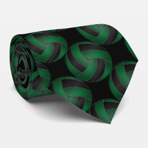 Sporty Dark Green and Black Volleyball Tie