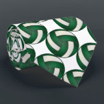 Sporty Dark Green and White Volleyball Tie<br><div class="desc">Volleyball Sport Men's Tie - Two side print. Featuring a dark green and white sport volleyball pattern on a white background. A great gift for a volleyball player, volleyball fan or volleyball team coach, a fun sports design. More colours are available if you can't find your colours, please contact me....</div>