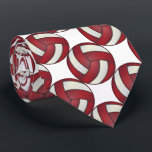 Sporty Dark Red and White Volleyball Tie<br><div class="desc">Volleyball Sport Men's Tie - Two side print. Featuring a red and white sport volleyball pattern on a white background. A great gift for a volleyball player, volleyball fan or volleyball team coach, a fun sports design. More colours are available if you can't find your colours, please contact me. ⭐99%...</div>