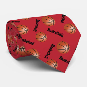 Sporty Dark Red Background Basketball Tie