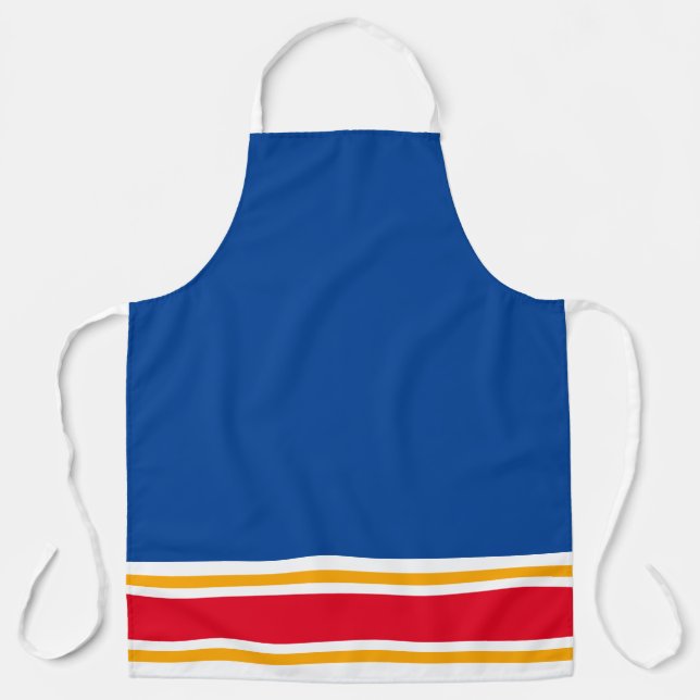 Sporty Deep Blue Red White Yellow Racing Stripes Apron (Front)
