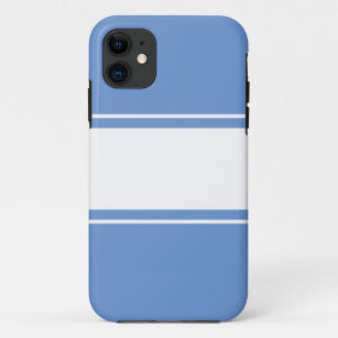 Sporty Elegant White Racing Stripes On Light Blue Case-Mate iPhone Case