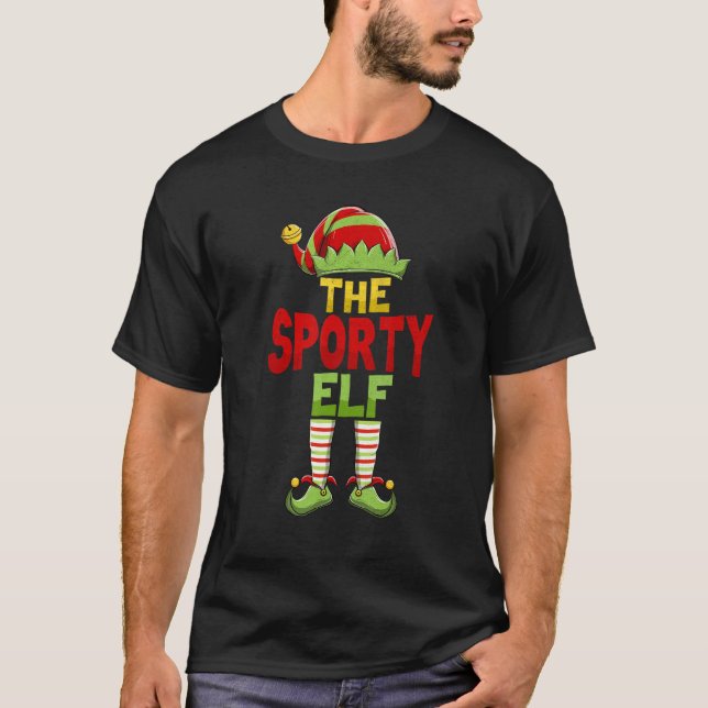 Sporty ELF Family Matching Group Christmas Pajamas T-Shirt (Front)