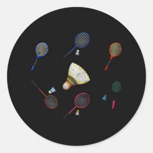 Sporty Family Matching Badminton Shuttle Sports Pl Classic Round Sticker