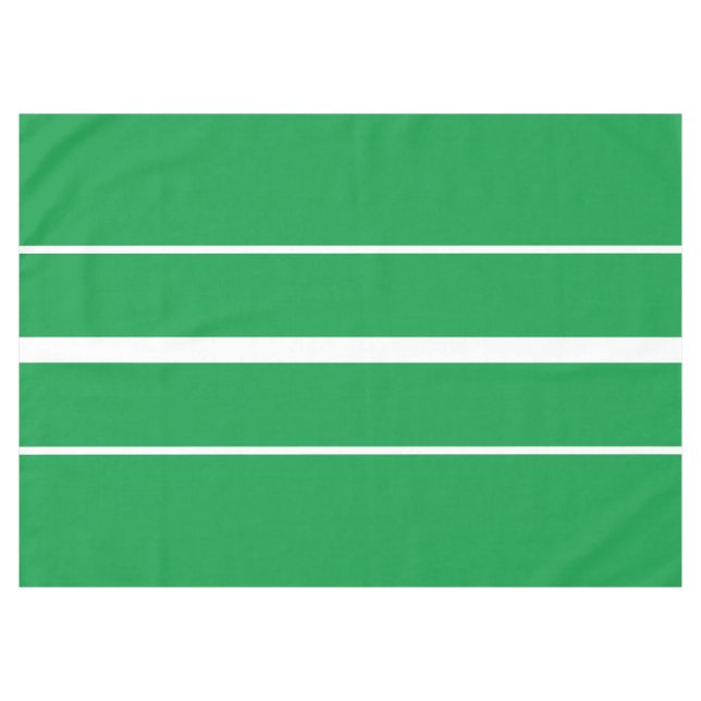 Sporty Festive Kelly Green White Racing Stripes Tablecloth (Front (Horizontal))