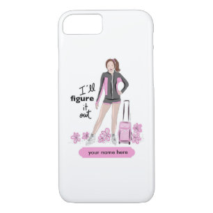 Sporty Figure Skater with Skating Bag iPhone 8/7 Case
