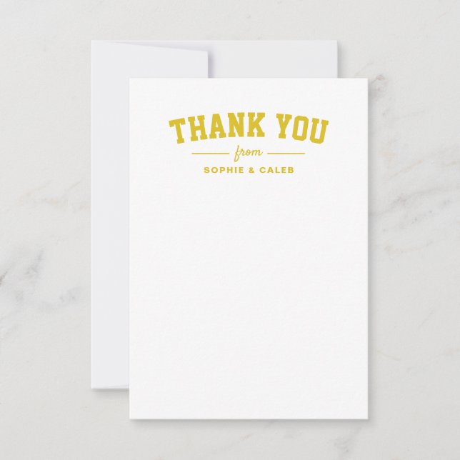 Sporty football field yellow personalised thank you card (Front)