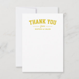 Sporty football field yellow personalised thank you card