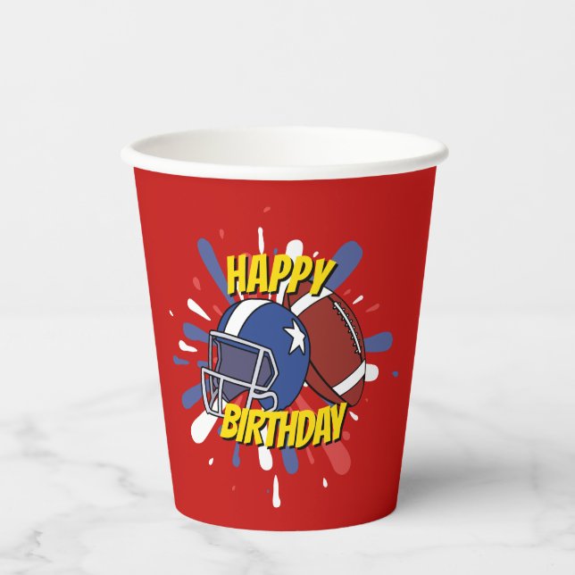 Sporty Football Kids Birthday Party Paper Cups (Front)