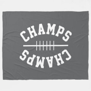 Sporty Football Shape CHAMPS Text On Medium Grey Fleece Blanket