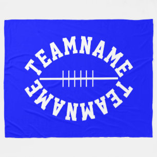 Sporty Football Shape YOUR TEAM Text On Royal Blue Fleece Blanket