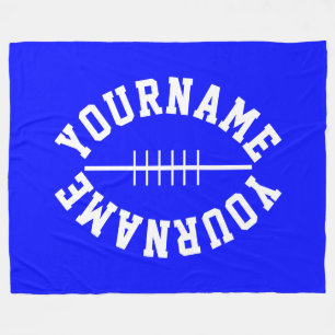 Sporty Football Shape YOUR TEAM Text On Royal Blue Fleece Blanket