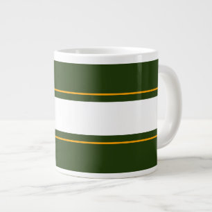Sporty Forest Green Yellow White Racing Stripes Large Coffee Mug