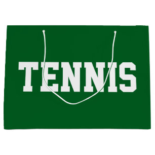 Sporty Fun 70s White TENNIS Text On Athletic Green Large Gift Bag