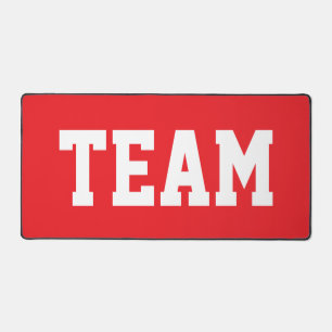 Sporty Fun Big Bold TEAM White Text On Bright Red Desk Mat