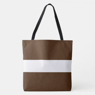 Sporty Fun Chic Wide Cocoa Brown White Stripes Tote Bag