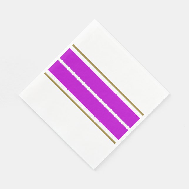 Sporty Fun Fuchsia Pink Racing Stripes On White Napkin (Corner)