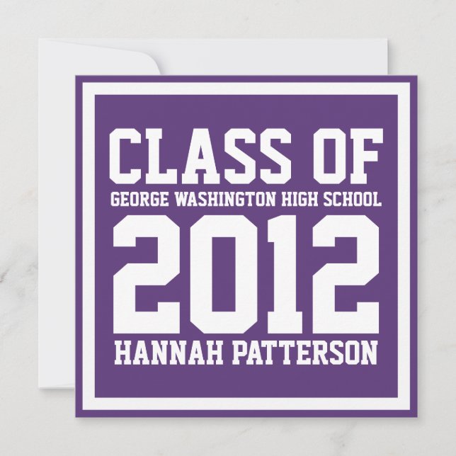 Sporty Girl Jersey Uniform Purple Graduation Party Invitation (Front)