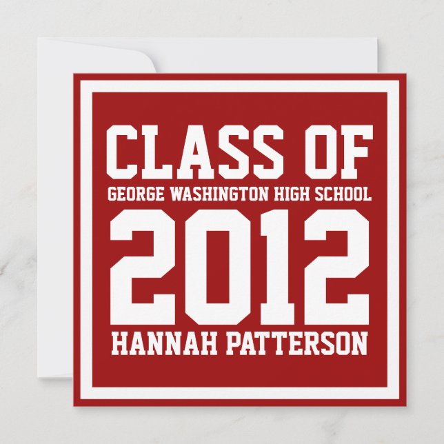 Sporty Girl Jersey Uniform Red Graduation Party Invitation (Front)