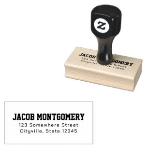 Sporty Grad Announcement Return Address Rubber Stamp
